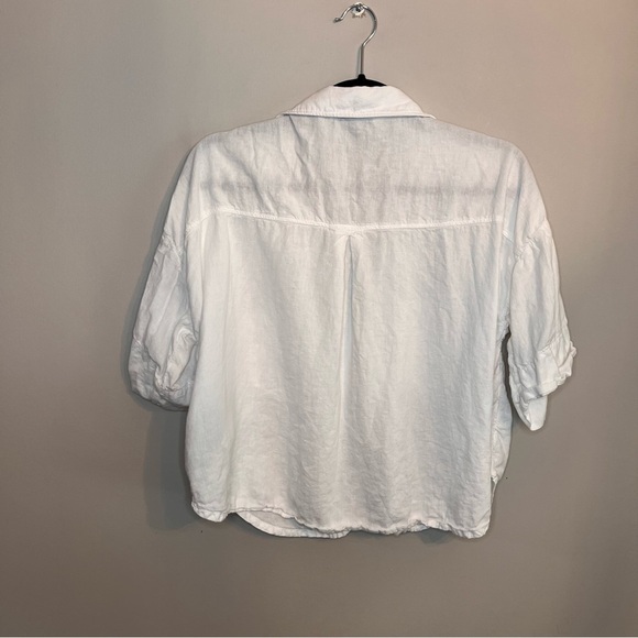 Zara White Linen Button-Down Shirt – Size L - Picture 2 of 7